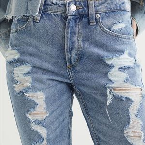 &DENIM • Distressed Boyfriend Button Fly Jeans